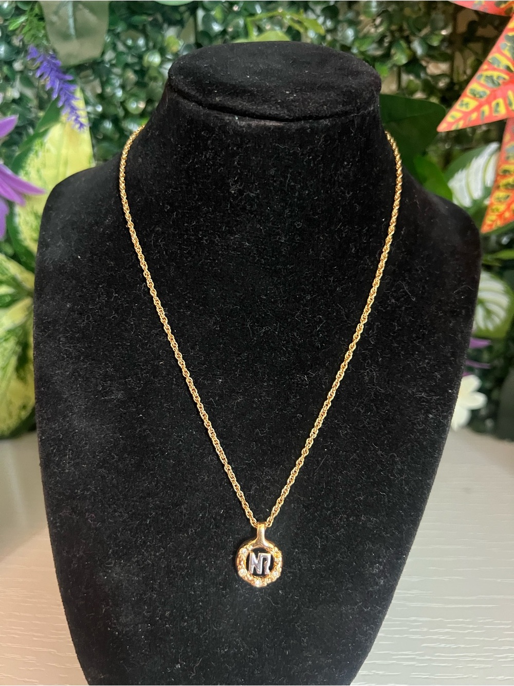 Nina Ricci Gold-Tone Chain Necklace with 'N' Medallion
